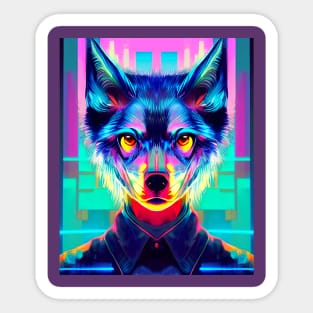 Cyberpunk Wolf Man Glitch Husky Sticker